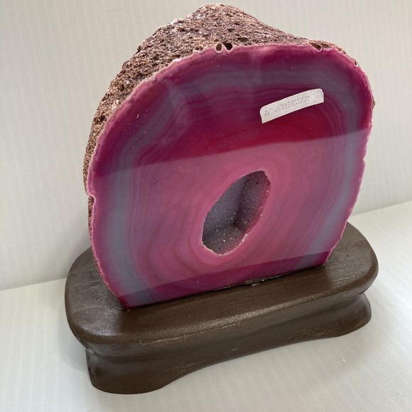 Polished Pink Lavender Natural Agate Geode from Brazil 4.5"  x 5"  x 3" … - Picture 4 of 17